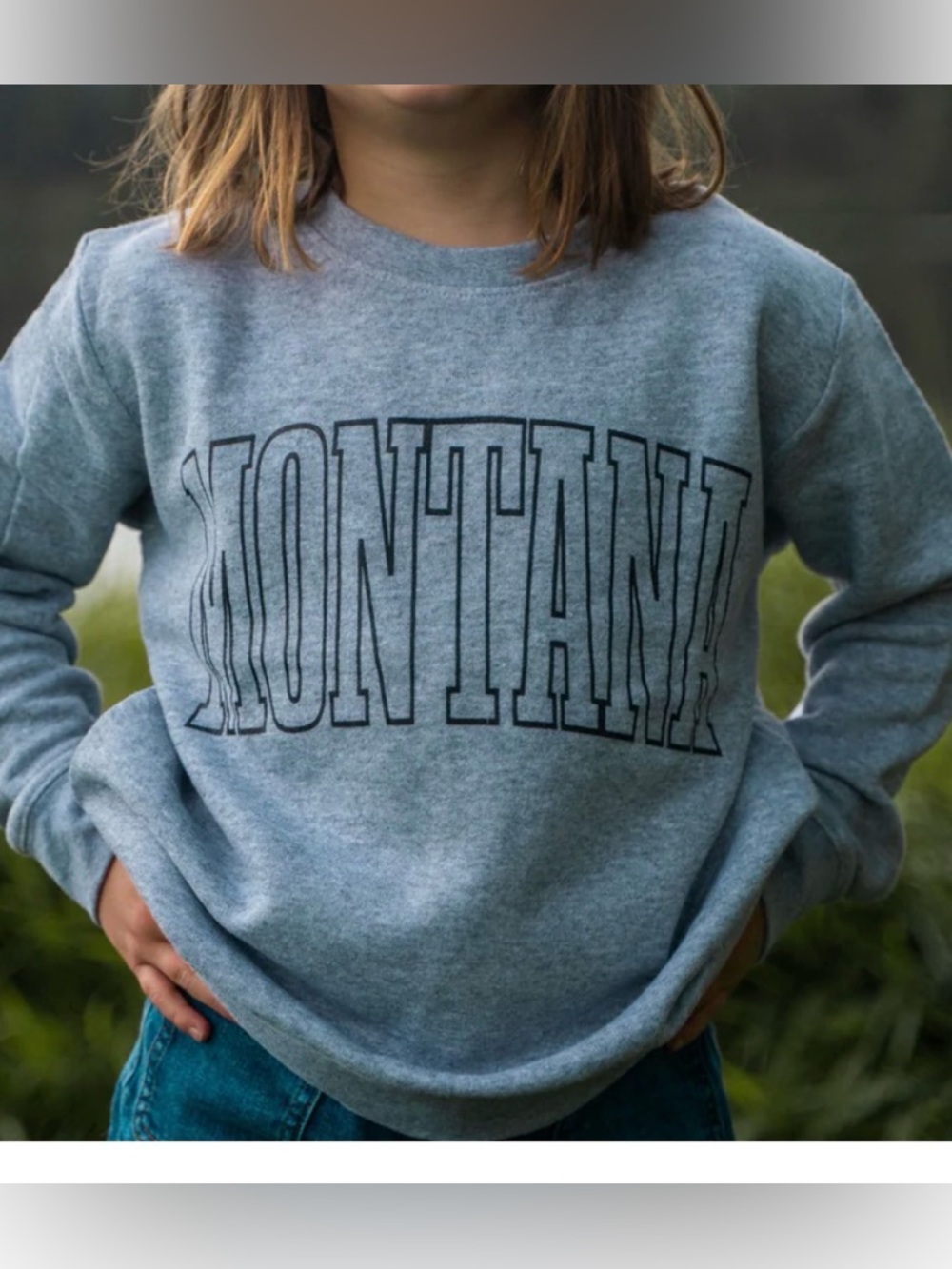 Light Gray Crewneck Sweatshirt with 'MONTANA' Graphic